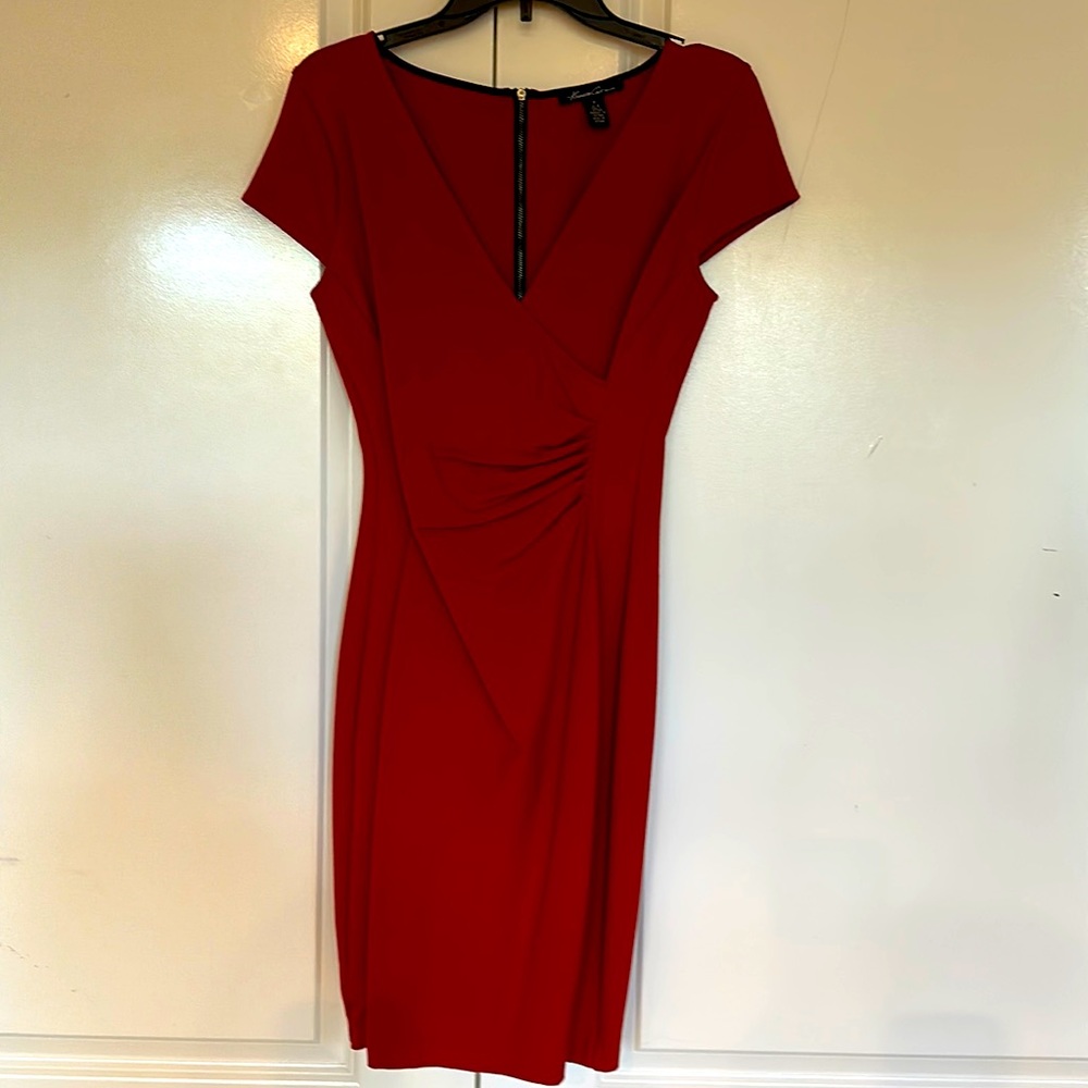 Sheath dress, stretch material, back zipper
